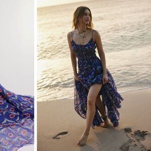 Free People FP One Ciella Printed Floral Smocked Summer Maxi Dress L